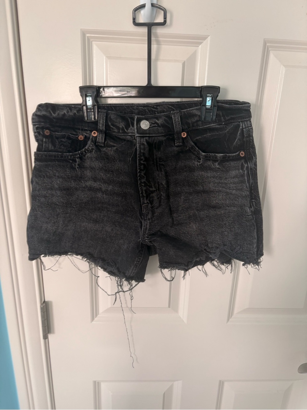 American Eagle Outfitters Black Distressed Denim Cutoff Shorts